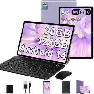 2024 Latest Android 14 Tablet with Keyboard 10.1-inch? 128GB, Purple