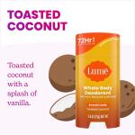 Lume Whole Body Deodorant, Toasted Coconut, 2.6 Ounce (Pack of 3), Smooth Solid Stick, 72 Hour Odor Control, Aluminum Free, Baking Soda Free and Skin Loving