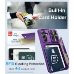 BXYJY for Samsung Galaxy S24 Wallet Case, Built-in Card Holder 2024, Dark Purple