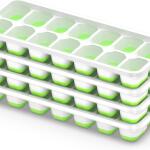 ChefAide Ice Cube Tray with Lid, 4 Pack Durable Stackable Ice Cube Trays