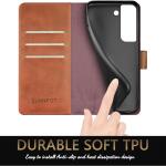 SUANPOT for Samsung Galaxy S22 with RFID Blocking Leather Wallet case - Light Brown