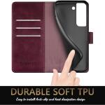 SUANPOT for Samsung Galaxy S22 with RFID Blocking Leather Wallet case - Wine Red