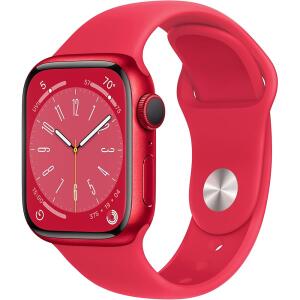 Apple Watch Series 8 Smart Watch 41mm with RED Aluminum Case with RED Sport Band - M/L