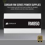 CORSAIR RM Series (2021) RM850 850 Watt 80 Plus Gold Certified Fully Modular Power Supply - White