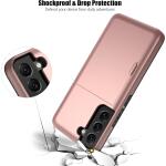 Nvollnoe for Samsung S22 Case with Card Holder 5G 6.1 inch - Rose Gold