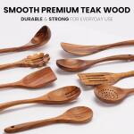 Zulay Kitchen 9-Piece Teak Wooden Utensils for Cooking