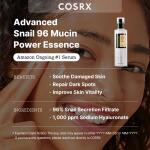 COSRX Snail Mucin 96% Power Repairing Essence, 3.38 fl. oz (100ml) hydrating serum with snail secretion filtrate, designed for dull skin and fine lines, Korean skincare.