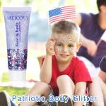 MEICOLY USA Flag Pride Face Body Glitter (50ml): Sparkling mermaid gel for Halloween and festivals. Perfect for Presidents' Day, Veterans Day, Independence Day, and 4th of July pride makeup.