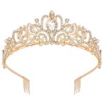 Didder Gold Crystal Tiara Crown Headband Princess Elegant Crown with combs for Women, Girls, Bridal, Wedding, Prom, Birthday Party