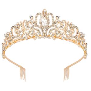 Didder Gold Crystal Tiara Crown Headband Princess Elegant Crown with combs for Women, Girls, Bridal, Wedding, Prom, Birthday Party