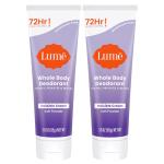 Lume Whole Body Deodorant, Soft Powder, 3.0 ounce (Pack of 2), Invisible Cream Tube, 72 Hour Odor Control, Aluminum Free, Baking Soda Free, Skin Safe