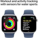 Apple Watch Series 10 Silver Aluminium Case with Denim Sport Band