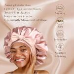 YANIBEST Satin Bonnet Silk Bonnet, Blush Pink, for Sleeping Double Layer Satin Lined Hair Bonnet with Tie Band, for Women Curly Hair