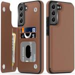 LETO Galaxy S22 Case,Luxury Flip Folio Leather Wallet Case Cover 6.1" Brown