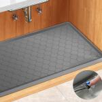 Waterproof Under Sink Mat 34 x 22, Silicone Under Sink Tray for Kitchen & Bathroom, Cabinet Liner, Shelf Protector, and Storage Drip Tray for Kitchen Cabinets