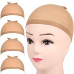 Fandamei 4 pieces Light Brown Stocking Wig Caps Stretchy Nylon Wig Caps, for Women