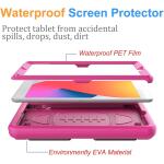 BMOUO iPad 9th/8th/7th 2021/2020/2019 Generation 10.2 Inch Case for Kids with Built-in Screen Protector, Shockproof Handle Stand (Rose)