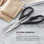 KitchenAid All Purpose Kitchen Shears with Protective Sheath, Dishwasher Safe Stainless Steel Scissors, Comfort Grip, 8.72Inch, Black for Everyday Use.