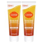 Lume Whole Body Deodorant, Toasted Coconut, 3.0 ounce (Pack of 2), Invisible Cream Tube, 72 Hour Odor Control, Aluminum Free, Baking Soda Free, Skin Safe