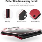 Antbox 10.2 Inch Case for iPad 9th/8th/7th Gen with Pencil Holder Vegan Leather Smart Cover (Red)