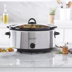 Crock Pot 7 Quart Oval Manual Slow Cooker, Stainless Steel (SCV700SBR) Versatile Cookware for Large Families or Entertaining.