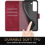 SUANPOT for Samsung Galaxy S22 with RFID Blocking Leather Wallet case - Red