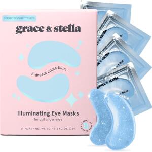 Grace & Stella Award-Winning Under Eye Masks (Blue, 24 Pairs): Vegan, cruelty-free gel patches to reduce dark circles, puffiness, and wrinkles. Perfect self-care gift for women.