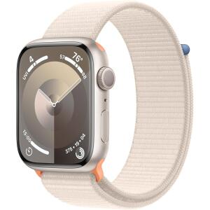 Apple Watch Series 9 [GPS 45mm] Smartwatch with Starlight Aluminum Case with Starlight Sport Loop One Size