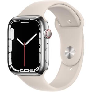 Apple Watch Series 7 with Silver Stainless Steel Case with Starlight Sport Band