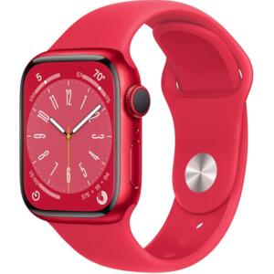 Apple Watch Series 8 Smart Watch 41mm with RED Aluminum Case with RED Sport Band - M/L