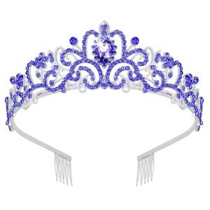 Didder Tiaras: Dark blue crystal crowns for women and girls, perfect for Halloween, Christmas, weddings, proms, and birthday gifts.