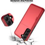 Nvollnoe for Samsung S22 Case with Card Holder 5G 6.1 inch - Red