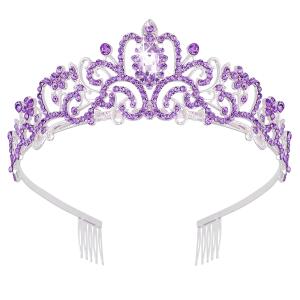 Didder Silver Tiaras: Elegant light purple crystal crowns with combs, perfect for weddings, proms, and birthday parties for women and girls.