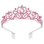 Didder Silver Tiaras: Elegant pink crystal crowns with combs, perfect for weddings, birthdays, proms, and parties for women and girls.