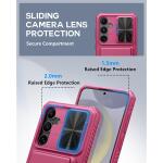 ATATOO for Samsung Galaxy S24+ Plus Case with Card Holder 6.7"​ , Hot Pink