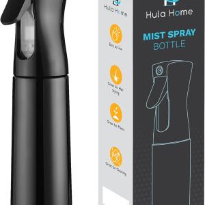 Hula Home Spray Bottle for Hair (10.1oz/300ml) Continuous Empty Ultra Fine Plastic Water Mist Sprayer Black, For Hairstyling, Cleaning, Salons, Plants, Essential Oil Scents & More