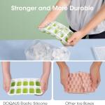 DOQAUS Ice Cube Tray Set: This 4 pack includes silicone and plastic ice cube trays with lids and a storage bin. Designed for easy stacking in the freezer (Green)