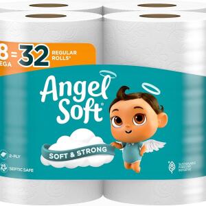 Angel Soft Toilet Paper 8 Mega Rolls=32 Regular Rolls