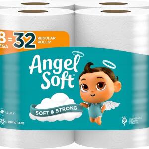 Angel Soft Toilet Paper, Soft and Strong Toilet ,Tissue 8 Mega Rolls = 32 Regular Rolls