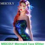 MEICOLY Green Body Glitter (50ml): St. Patrick's Day face glitter with sparkling sequins, perfect for Halloween, parties, and festival rave makeup. Ideal for mermaid looks on face and hair.