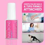 Super Strong Nail Glue for tips, acrylics, and press-ons (8ml). NYK1 Nail Bond Brush-On for long-lasting adhesion with fake nails.