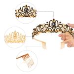 Didder Gold Black Rhinestone Princess Tiaras and Crowns for Women and Girls, Gothic Queen Tiara Crown, Halloween Costume Party, Wedding, Prom, Medieval Headpiece.