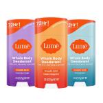 Lume Whole Body Deodorant 2.6 Ounce (Pack of 3) (Clean Tangerine, Lavender Sage, Unscented), Smooth Solid Stick, 72 Hour Odor Control, Aluminum Free, Baking Soda Free and Skin Safe