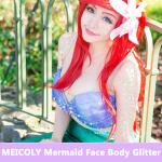 MEICOLY Clear White Body Glitter (50ml): Chunky glitter gel for Mardi Gras, concerts, and festivals. Perfect for Halloween, mermaid looks, and face paint for women.