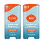 Lume Whole Body Deodorant, Unscented, 2.6 Ounce (Pack of 2), Smooth Solid Stick, 72 Hour Odor Control, Aluminum Free, Baking Soda Free and Skin Safe