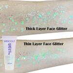 MEICOLY Clear White Body Glitter (50ml): Chunky glitter gel for Mardi Gras, concerts, and festivals. Perfect for Halloween, mermaid looks, and face paint for women.