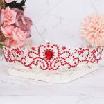 Didder Red Rhinestones Tiara: Elegant silver crown with combs for women and girls, perfect for weddings, proms, birthdays, and Halloween.