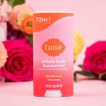 Lume Whole Body Deodorant, Peony Rose, 2.6 Ounce (Pack of 3), Smooth Solid Stick, 72 Hour Odor Control, Aluminum Free, Baking Soda Free and Skin Loving