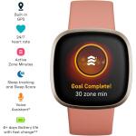 Fitbit Versa 3 Health & Fitness Smartwatch (S & L Bands Included) - Pink/Gold