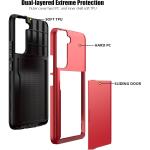 Nvollnoe for Samsung S22 Case with Card Holder 5G 6.1 inch - Red